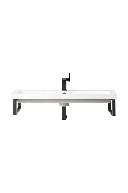 James Martin - Two Boston 15.25" Wall Brackets, Matte Black w/ 39.5" White Glossy Composite Stone Top - 055BK16MBK39.5WG2 view 1