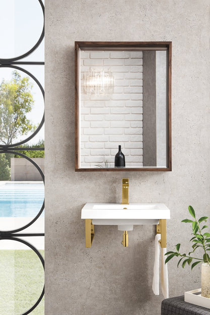 James Martin - Two Boston 15.25" Wall Brackets, Radiant Gold w/ 20" White Glossy Composite Stone Top - 055BK16RGD20WG2 view 2