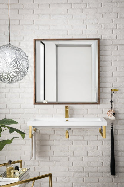 James Martin - Two Boston 15.25" Wall Brackets, Radiant Gold w/ 39.5" White Glossy Composite Stone Top - 055BK16RGD39.5WG2 view 2