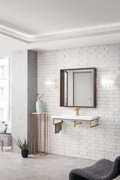 James Martin - Two Boston 15.25" Wall Brackets, Radiant Gold w/ 39.5" White Glossy Composite Stone Top - 055BK16RGD39.5WG2 view 3