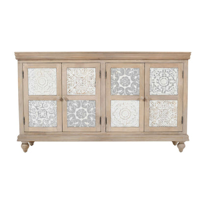 Jofran - Adele 71in Hand Carved Solid Wood Rustic Four-Door Sideboard Cabinet - 2358-71 view 1