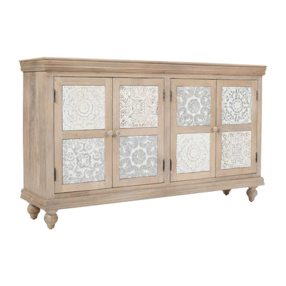 Jofran - Adele 71in Hand Carved Solid Wood Rustic Four-Door Sideboard Cabinet - 2358-71 view 3