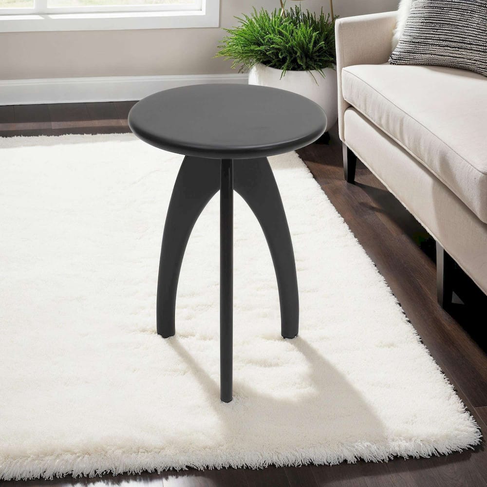 Jofran - Aero Curved Space Age Round Mid-Century Modern Solid Wood Accent End Table in Black - 2330-AEROBLK view 6