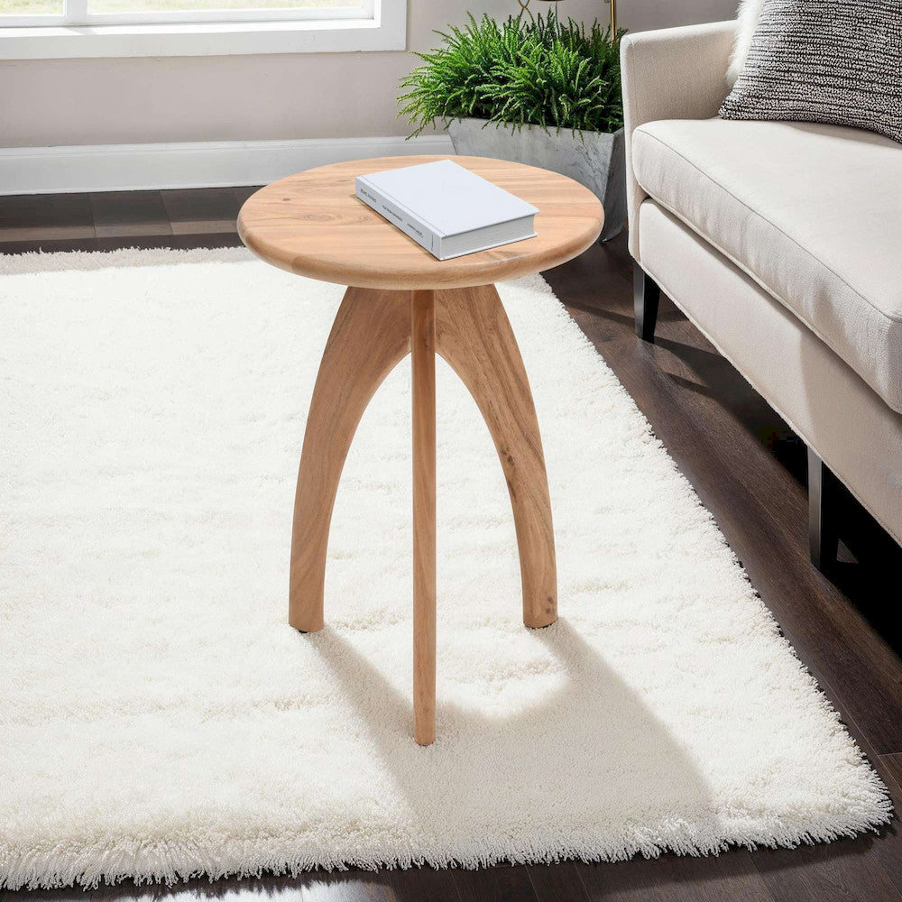 Jofran - Aero Curved Space Age Round Mid-Century Modern Solid Wood Accent End Table in Natural - 2330-AERONAT view 6