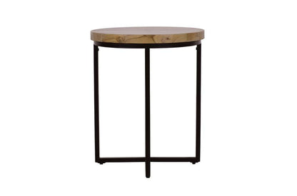 Jofran - Ames Solid Wood Modern 20in Round End Table - Natural and Black - 2058-6 veiw 2