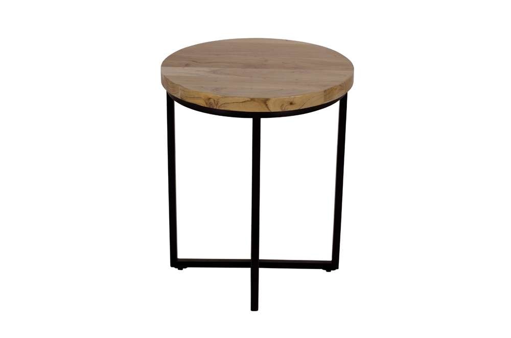 Jofran - Ames Solid Wood Modern 20in Round End Table - Natural and Black - 2058-6 veiw 3