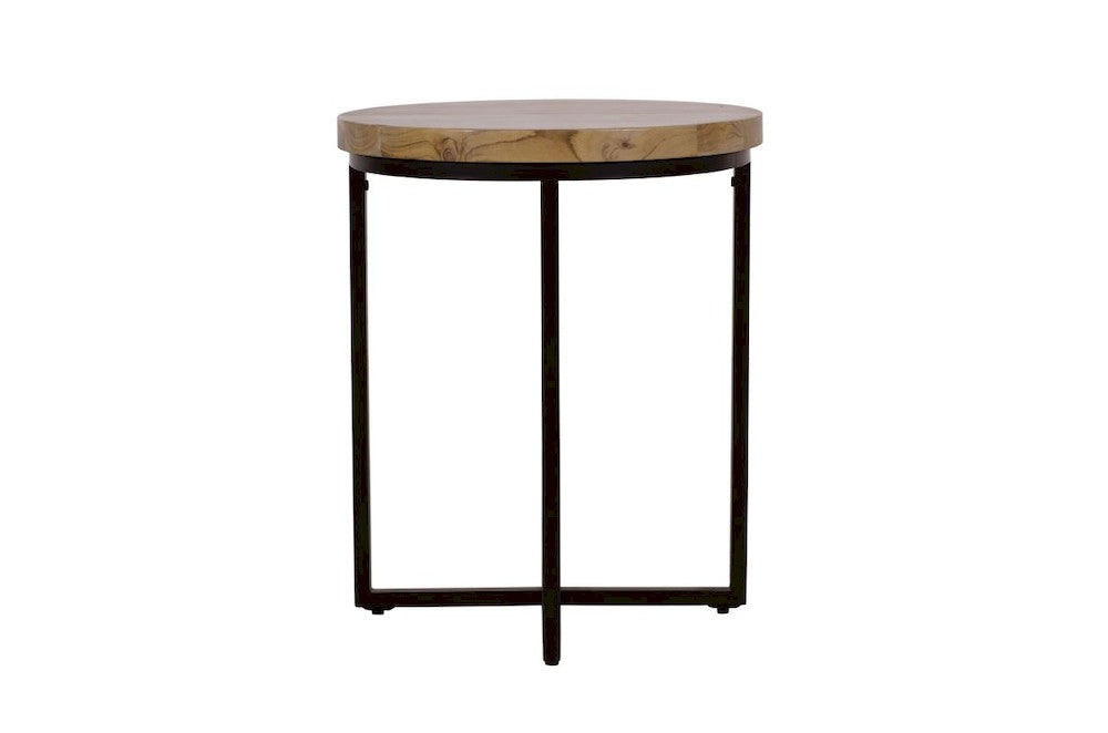 Jofran - Ames Solid Wood Modern 20in Round End Table - Natural and Black - 2058-6 view 1