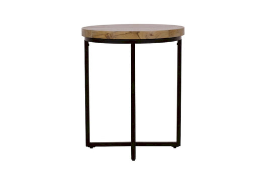 Jofran - Ames Solid Wood Modern 20in Round End Table - Natural and Black - 2058-6 view 1