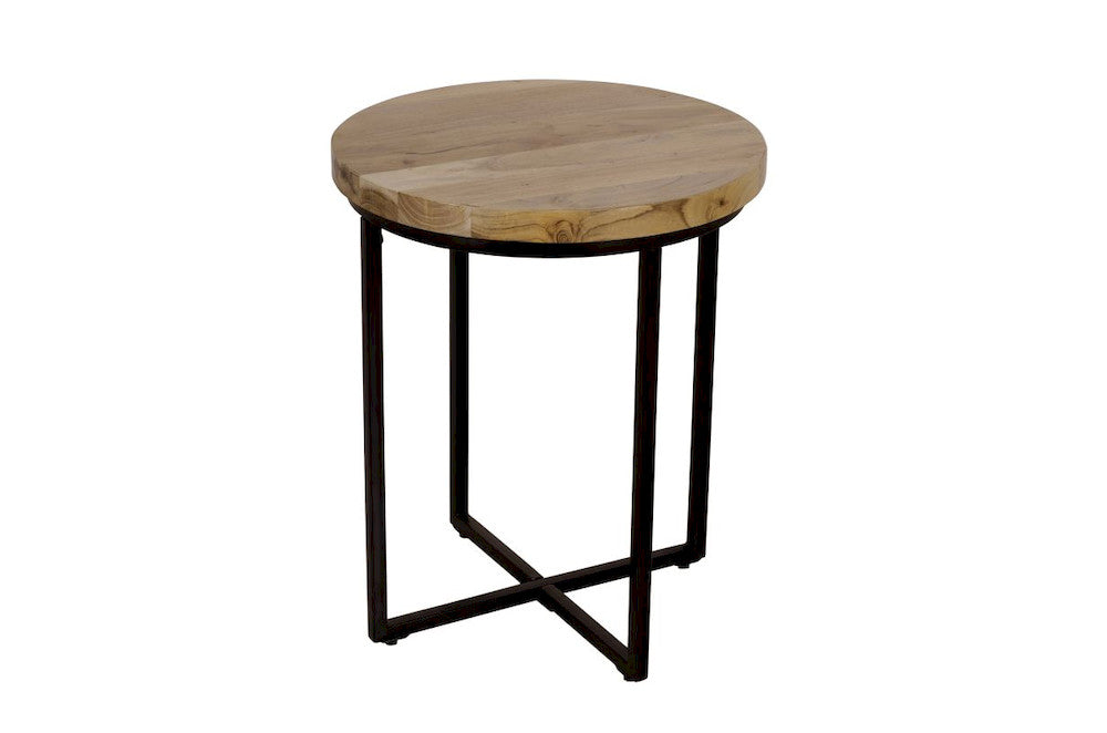 Jofran - Ames Solid Wood Modern 20in Round End Table - Natural and Black - 2058-6 view 3