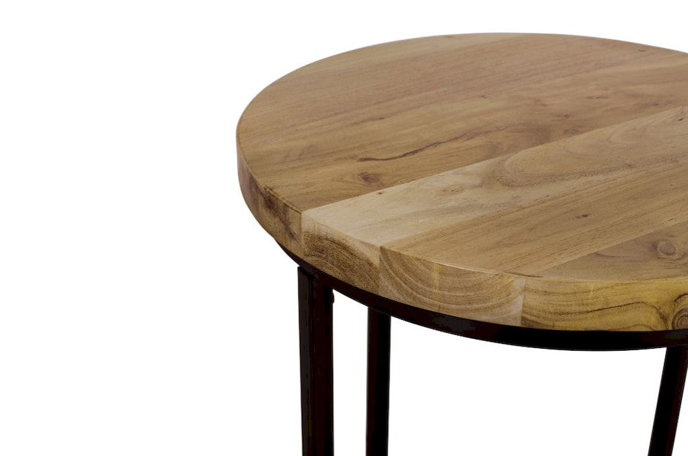 Jofran - Ames Solid Wood Modern 20in Round End Table - Natural and Black - 2058-6 view 4