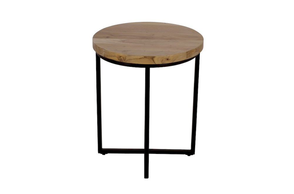 Jofran - Ames Solid Wood Modern 20in Round End Table - Natural and Black - 2058-6 view 6