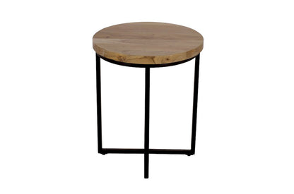 Jofran - Ames Solid Wood Modern 20in Round End Table - Natural and Black - 2058-6 view 6