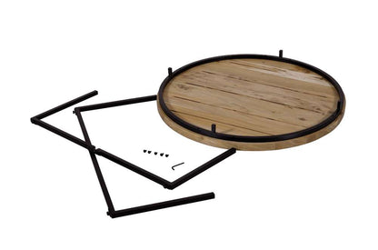 Jofran - Ames Solid Wood Modern 36in Round Coffee Table - Natural and Black - 2058-2 veiw 6