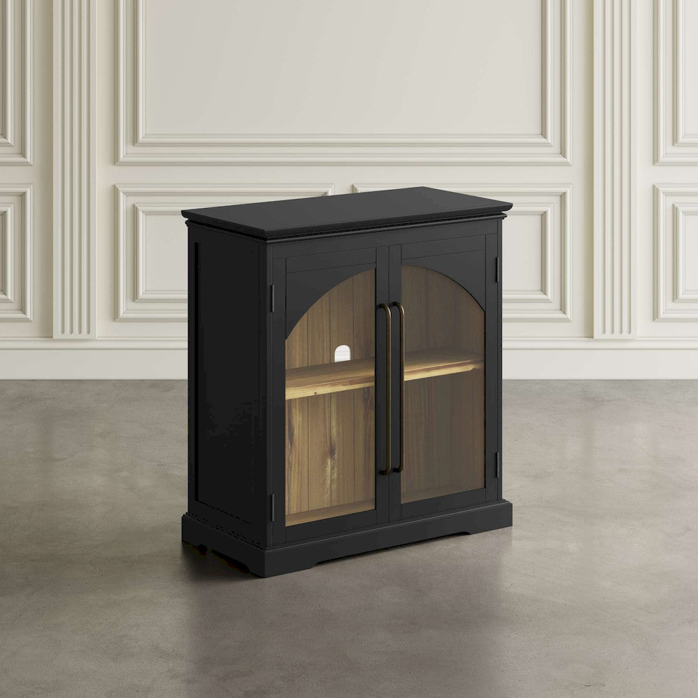 Jofran - Archdale 33in Gothic Arch Transitional Accent Storage Cabinet with Glass Doors in Black - 2295-33 view 6