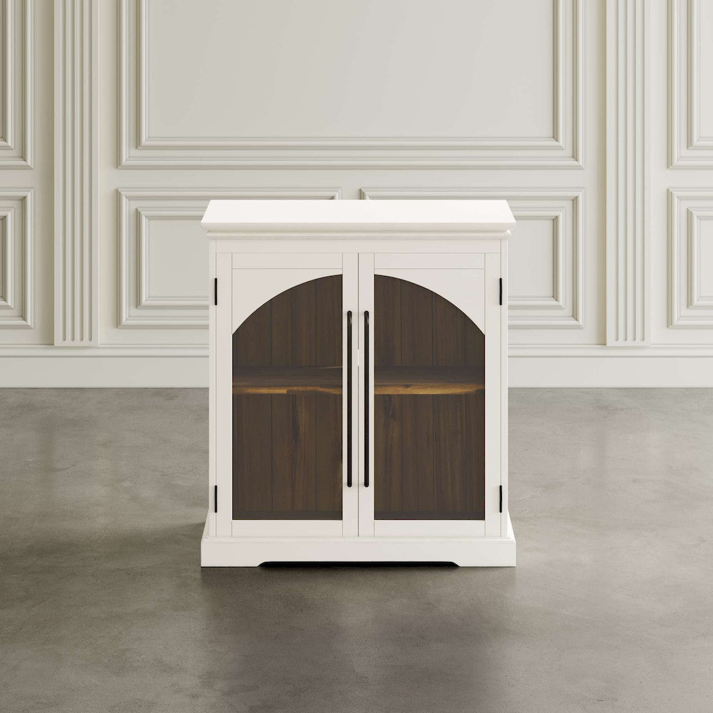 Jofran - Archdale 33in Gothic Arch Transitional Accent Storage Cabinet with Glass Doors in White - 2293-33 view 5