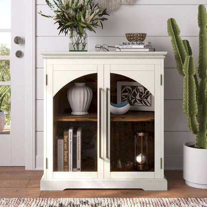 Jofran - Archdale 33in Gothic Arch Transitional Accent Storage Cabinet with Glass Doors in White - 2293-33 view 11