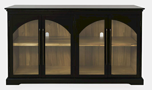 Jofran - Archdale 65in Gothic Arch Transitional Sideboard Storage Cabinet with Glass Doors in Black - 2295-65 view 1