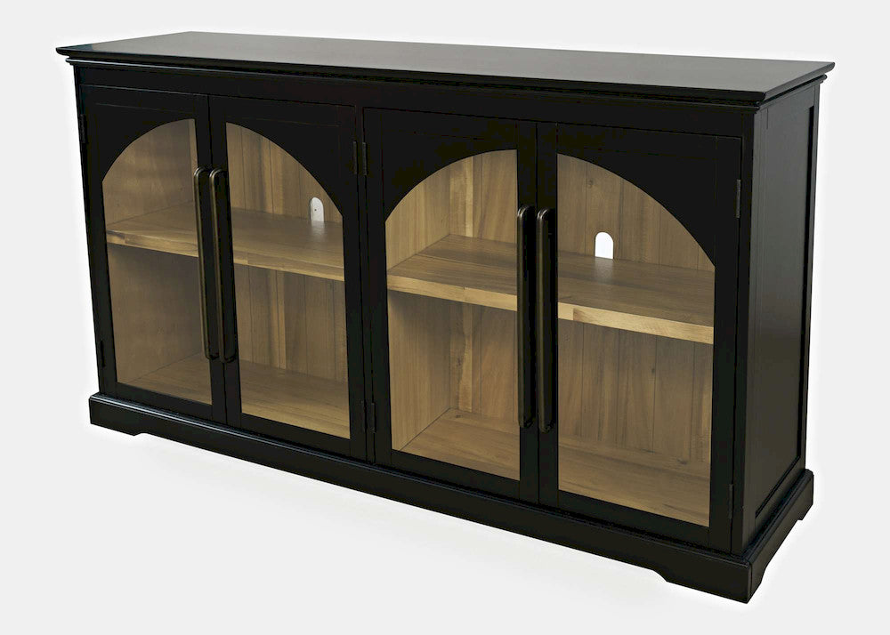Jofran - Archdale 65in Gothic Arch Transitional Sideboard Storage Cabinet with Glass Doors in Black - 2295-65 view 2