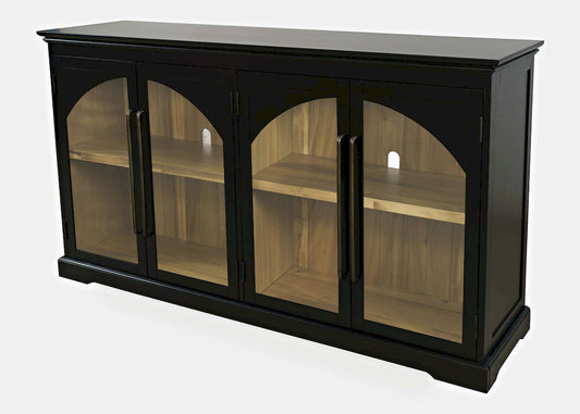 Jofran - Archdale 65in Gothic Arch Transitional Sideboard Storage Cabinet with Glass Doors in Black - 2295-65 view 2