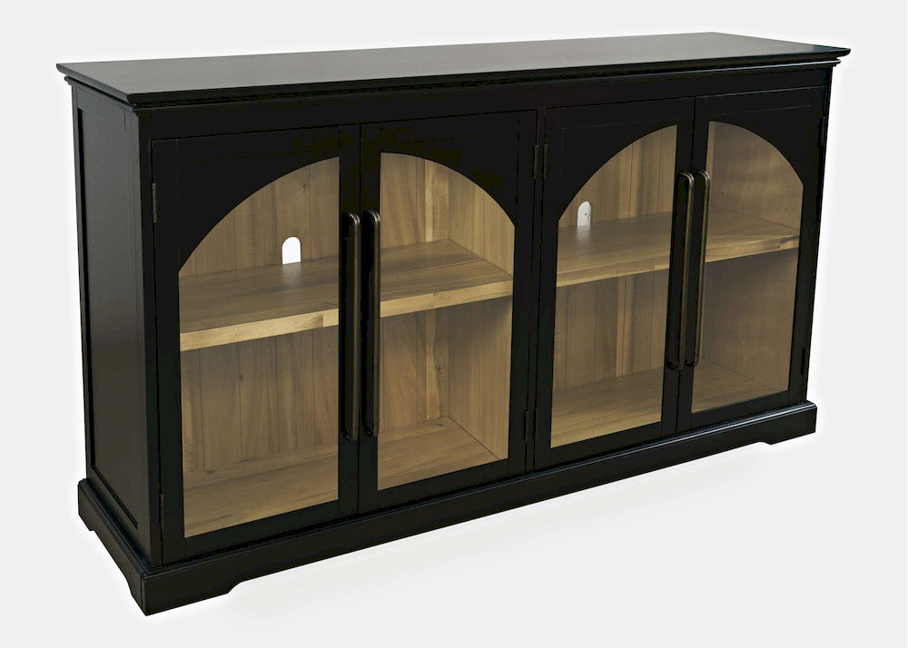 Jofran - Archdale 65in Gothic Arch Transitional Sideboard Storage Cabinet with Glass Doors in Black - 2295-65 view 3