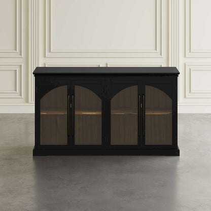 Jofran - Archdale 65in Gothic Arch Transitional Sideboard Storage Cabinet with Glass Doors in Black - 2295-65 view 7
