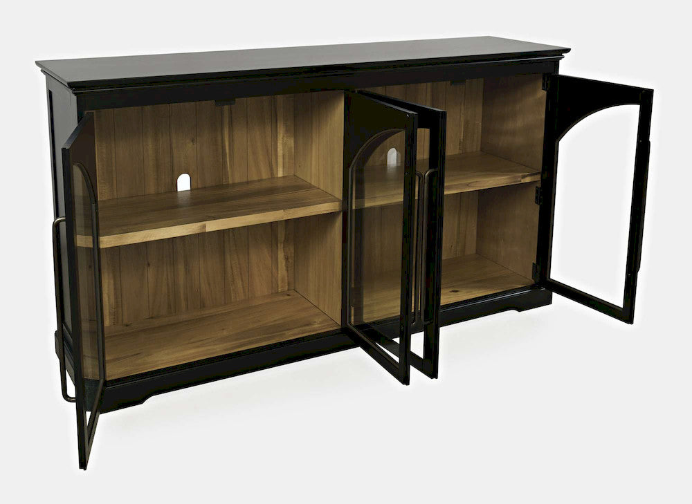 Jofran - Archdale 65in Gothic Arch Transitional Sideboard Storage Cabinet with Glass Doors in Black - 2295-65 view 10