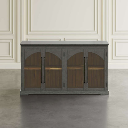 Jofran - Archdale 65in Gothic Arch Transitional Sideboard Storage Cabinet with Glass Doors in Grey - 2294-65 view 5