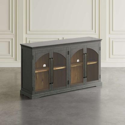Jofran - Archdale 65in Gothic Arch Transitional Sideboard Storage Cabinet with Glass Doors in Grey - 2294-65 view 6