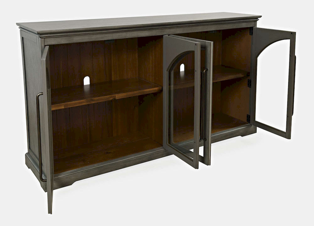 Jofran - Archdale 65in Gothic Arch Transitional Sideboard Storage Cabinet with Glass Doors in Grey - 2294-65 view 9