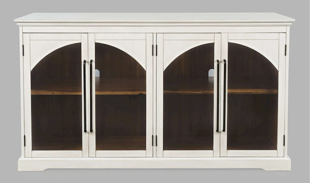 Jofran - Archdale 65in Gothic Arch Transitional Sideboard Storage Cabinet with Glass Doors in White - 2293-65 view 1