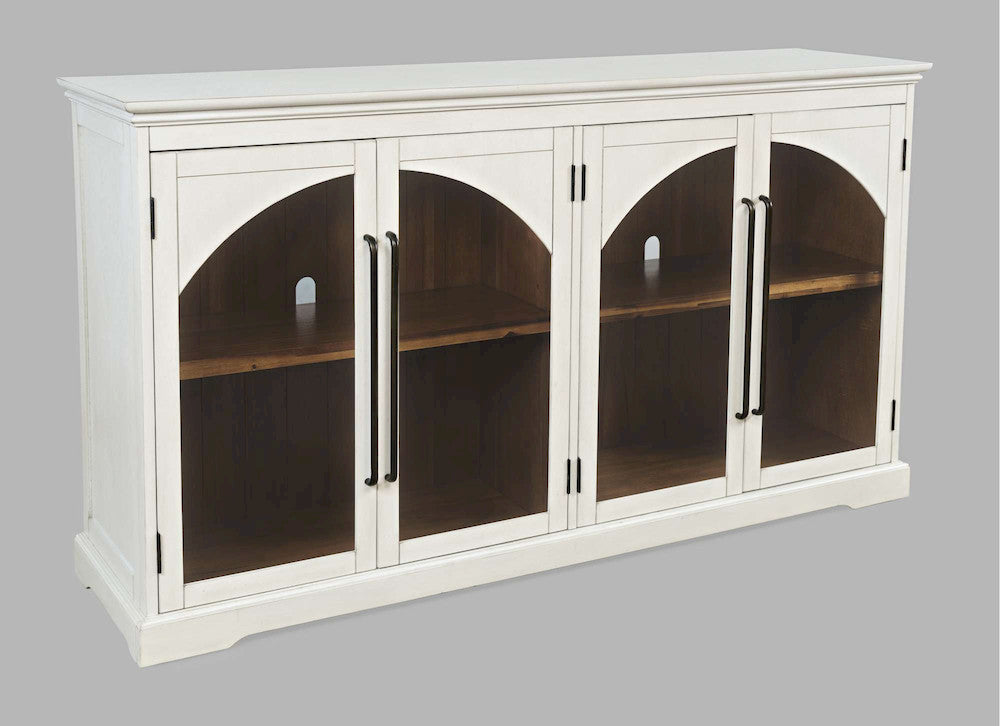 Jofran - Archdale 65in Gothic Arch Transitional Sideboard Storage Cabinet with Glass Doors in White - 2293-65 view 3