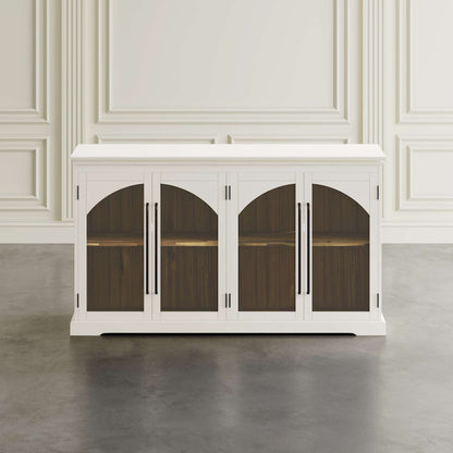 Jofran - Archdale 65in Gothic Arch Transitional Sideboard Storage Cabinet with Glass Doors in White - 2293-65 view 5