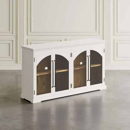 Jofran - Archdale 65in Gothic Arch Transitional Sideboard Storage Cabinet with Glass Doors in White - 2293-65 view 6
