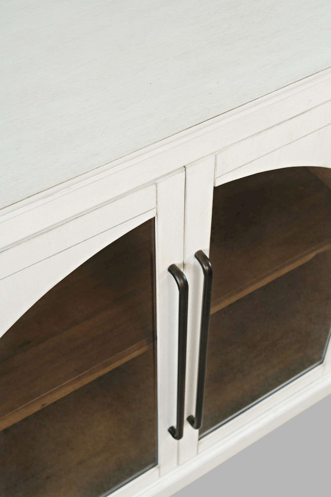 Jofran - Archdale 65in Gothic Arch Transitional Sideboard Storage Cabinet with Glass Doors in White - 2293-65 view 8