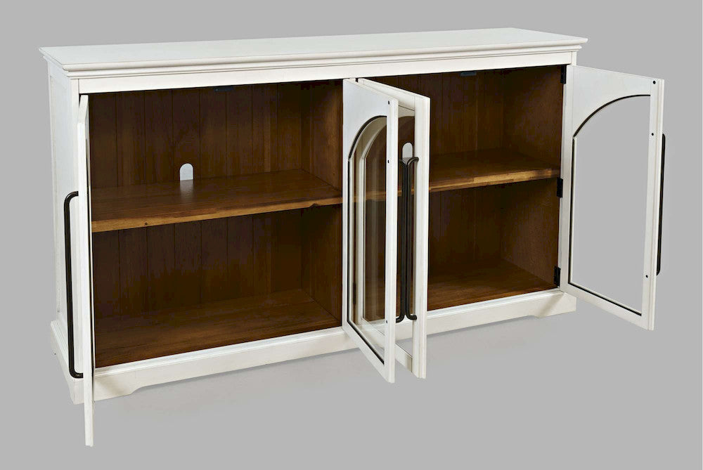 Jofran - Archdale 65in Gothic Arch Transitional Sideboard Storage Cabinet with Glass Doors in White - 2293-65 view 9