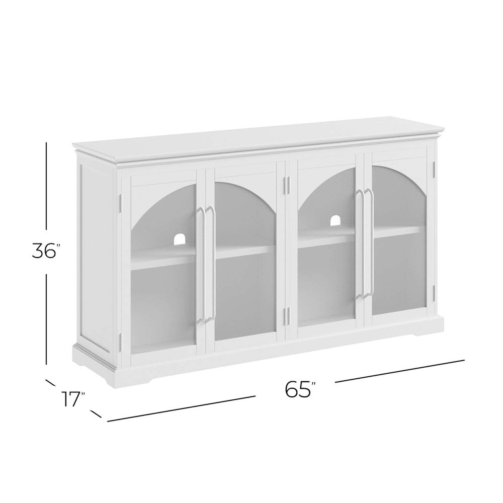 Jofran - Archdale 65in Gothic Arch Transitional Sideboard Storage Cabinet with Glass Doors in White - 2293-65 view 10