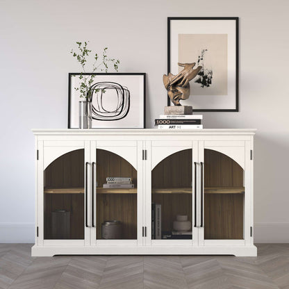 Jofran - Archdale 65in Gothic Arch Transitional Sideboard Storage Cabinet with Glass Doors in White - 2293-65 view 12