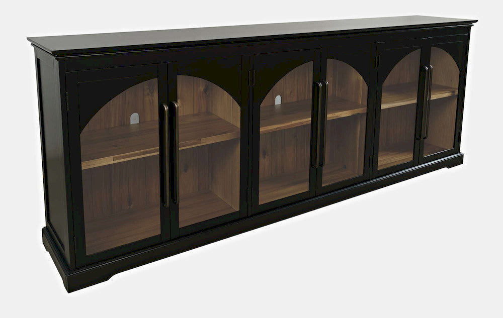 Jofran - Archdale 96in Gothic Arch Transitional Sideboard Storage Cabinet with Glass Doors in Black - 2295-96 view 3