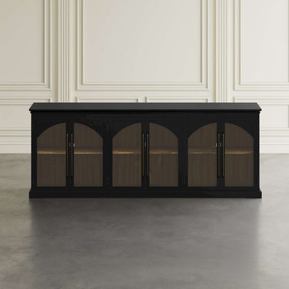 Jofran - Archdale 96in Gothic Arch Transitional Sideboard Storage Cabinet with Glass Doors in Black - 2295-96 view 5