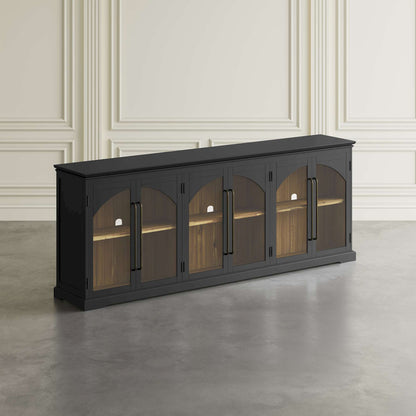 Jofran - Archdale 96in Gothic Arch Transitional Sideboard Storage Cabinet with Glass Doors in Black - 2295-96 view 6