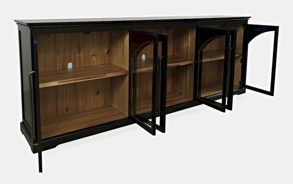 Jofran - Archdale 96in Gothic Arch Transitional Sideboard Storage Cabinet with Glass Doors in Black - 2295-96 view 9