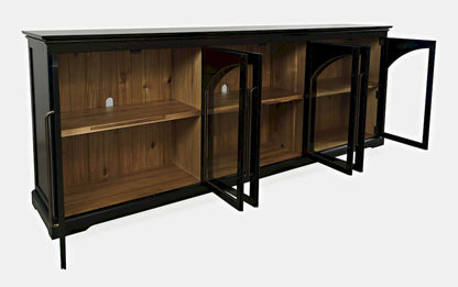 Jofran - Archdale 96in Gothic Arch Transitional Sideboard Storage Cabinet with Glass Doors in Black - 2295-96 view 9
