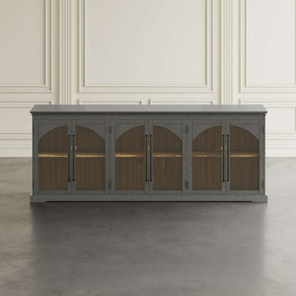 Jofran - Archdale 96in Gothic Arch Transitional Sideboard Storage Cabinet with Glass Doors in Grey - 2294-96 view 5