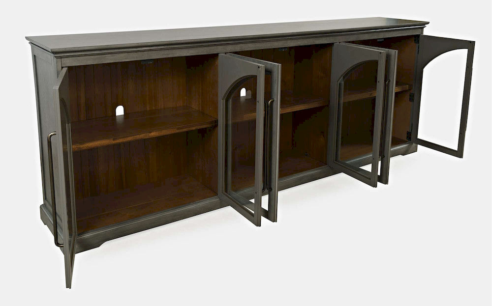 Jofran - Archdale 96in Gothic Arch Transitional Sideboard Storage Cabinet with Glass Doors in Grey - 2294-96 view 9