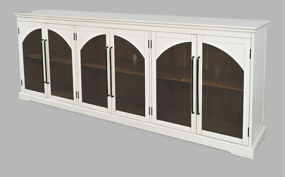 Jofran - Archdale 96in Gothic Arch Transitional Sideboard Storage Cabinet with Glass Doors in White - 2293-96 view 2
