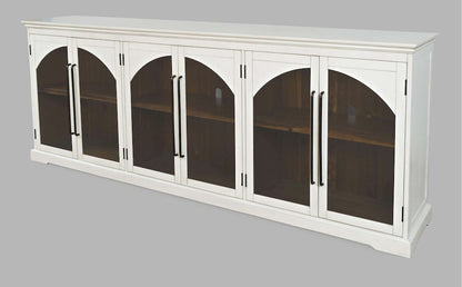 Jofran - Archdale 96in Gothic Arch Transitional Sideboard Storage Cabinet with Glass Doors in White - 2293-96 view 2