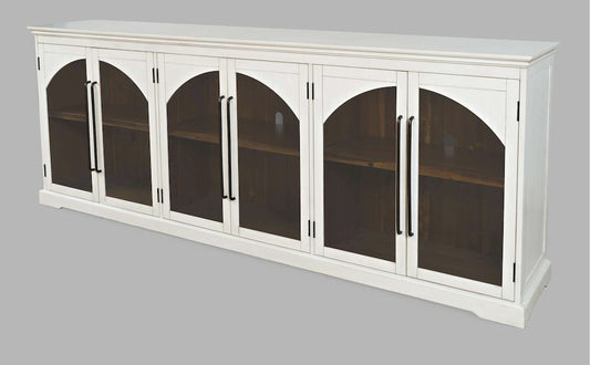 Jofran - Archdale 96in Gothic Arch Transitional Sideboard Storage Cabinet with Glass Doors in White - 2293-96 view 2