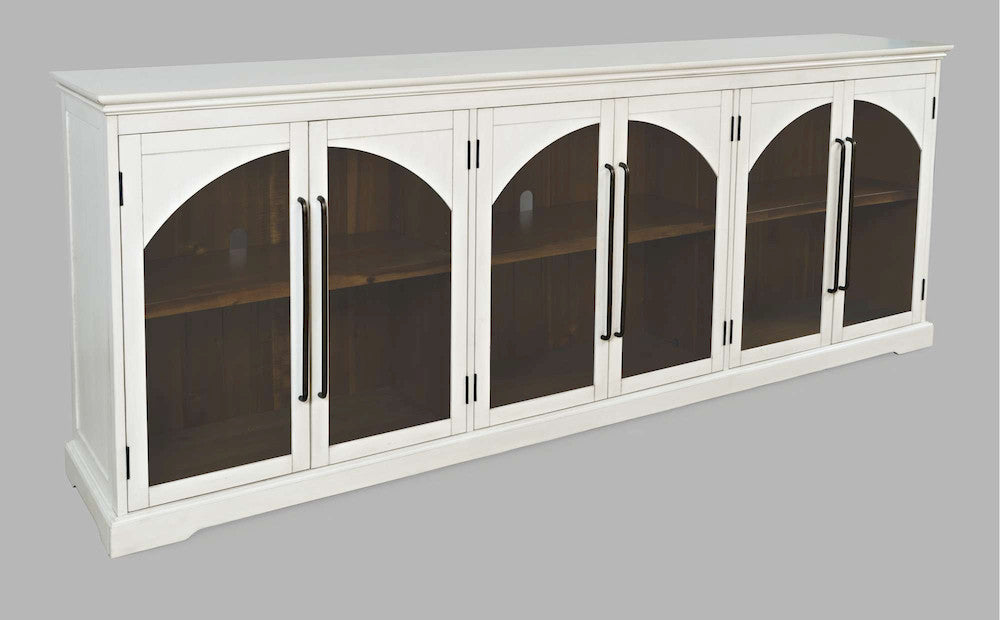 Jofran - Archdale 96in Gothic Arch Transitional Sideboard Storage Cabinet with Glass Doors in White - 2293-96 view 3