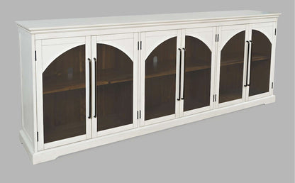 Jofran - Archdale 96in Gothic Arch Transitional Sideboard Storage Cabinet with Glass Doors in White - 2293-96 view 3