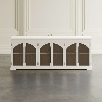 Jofran - Archdale 96in Gothic Arch Transitional Sideboard Storage Cabinet with Glass Doors in White - 2293-96 view 5